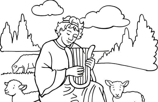 Rei Davi tocando os Salmos Antigo Testamento